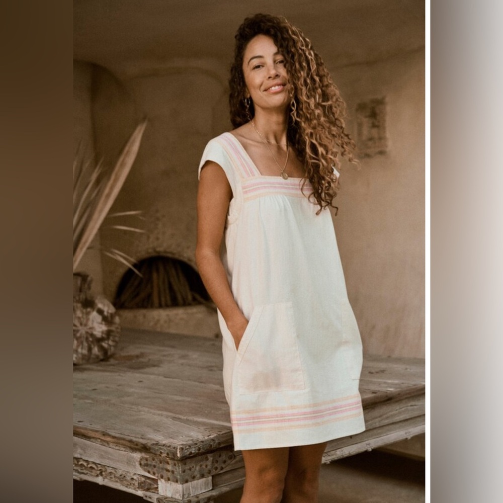 Faherty Hailee Organic Cotton Jacquard Minidress Size M